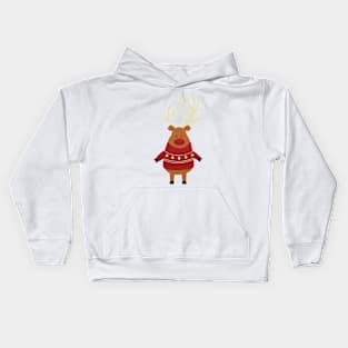 Rudolph Red Nosed Reindeer Teddy Bear in Ugly Christmas Sweaters Kids Hoodie